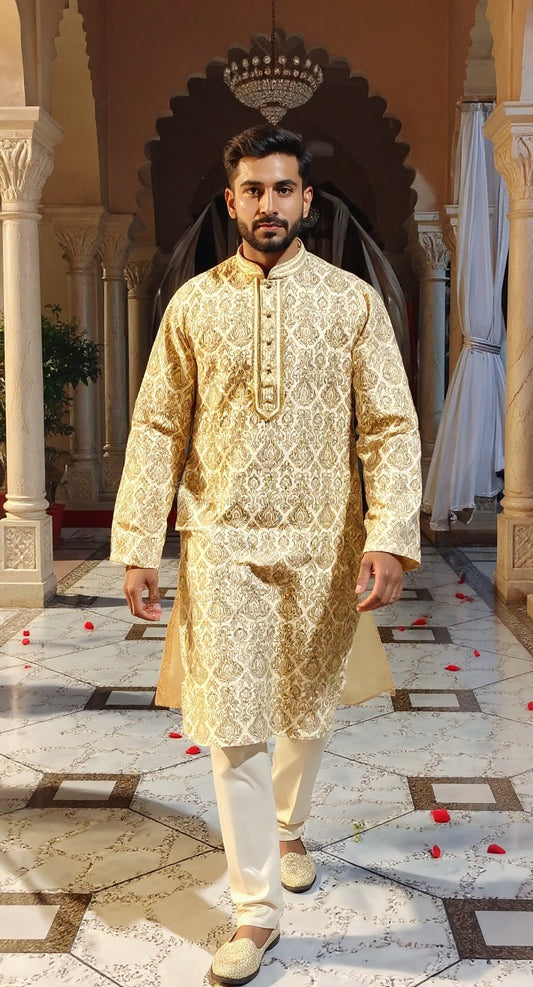Men's Regal Gold designer Kurta Set